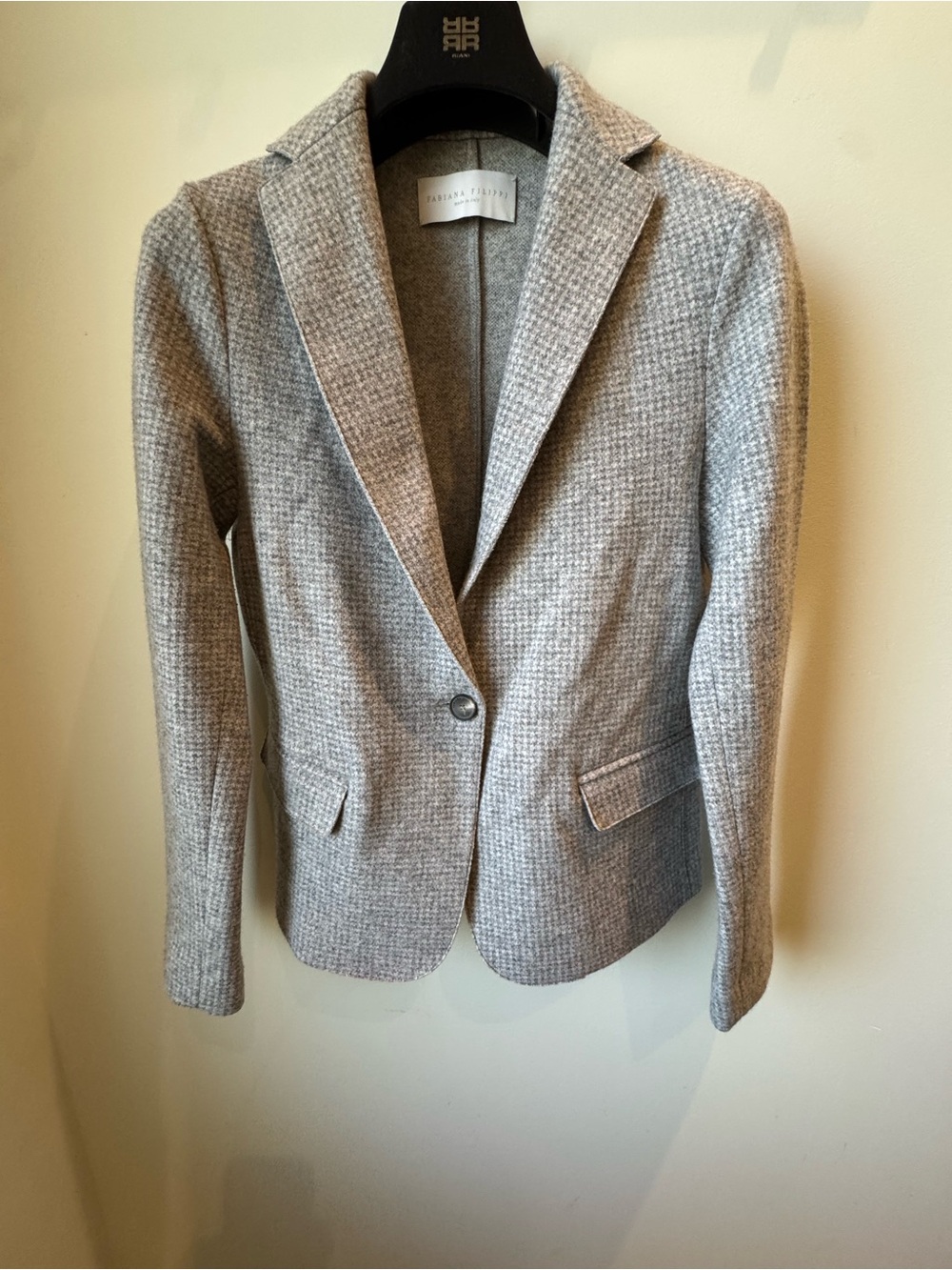 Fabiana Filippi Gray Houndstooth Wool Blend Tailored Blazer